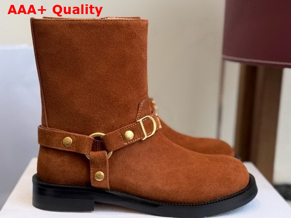 Dior Bolt Ankle Boot in Cognac Brown Suede Calfskin Replica