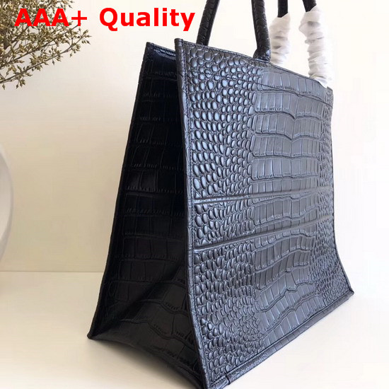 Dior Book Tote Bag in Black Croc Print Calfskin Replica