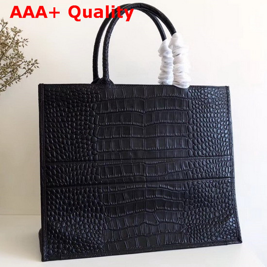 Dior Book Tote Bag in Black Croc Print Calfskin Replica