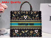 Dior Book Tote Bag in Black Embroidered Canvas Replica