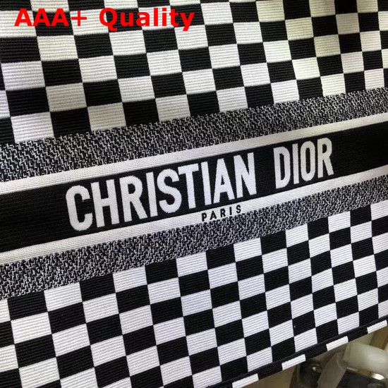 Dior Book Tote Bag in Black and White Embroidered Canvas Replica