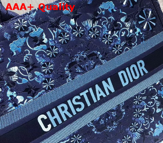 Dior Book Tote Bag in Blue Embroidered Canvas Replica