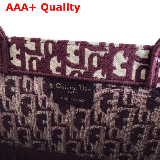 Dior Book Tote Bag in Burgundy Dior Oblique Embroidered Canvas Replica