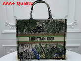 Dior Book Tote Bag in Canvas Embroidered with a Leaf Green Toile De Jouy Tropicalia Motif Replica