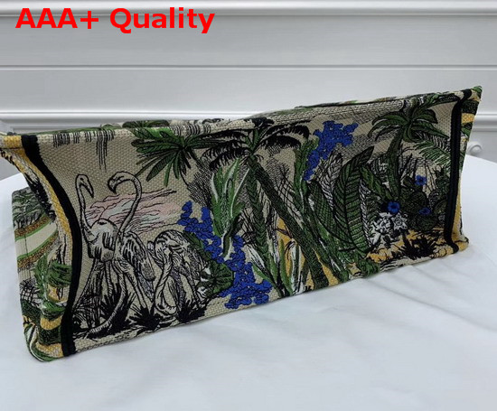 Dior Book Tote Bag in Canvas Embroidered with a Leaf Green Toile De Jouy Tropicalia Motif Replica