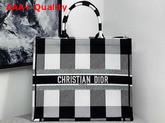 Dior Book Tote Bag in Embroidered Canvas Black and White Replica