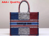 Dior Book Tote Bag in Embroidered Canvas with a Multicolored French Flag Motif Replica