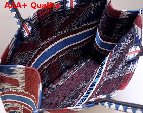 Dior Book Tote Bag in Embroidered Canvas with a Multicolored Union Jack Motif Replica