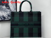 Dior Book Tote Bag in Green and Black Embroidered Canvas Replica