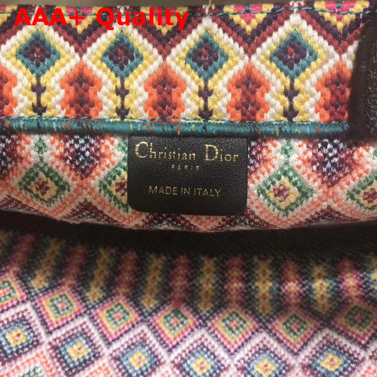Dior Book Tote Bag in Multi Coloured Embroidered Canvas Replica