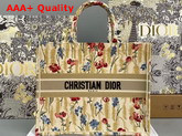 Dior Book Tote Beige Multicolor Dior Hibiscus Metallic Thread Embroidery Replica