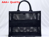 Dior Book Tote Black Mesh Embroidery Replica