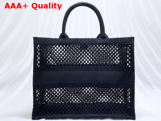 Dior Book Tote Black Mesh Embroidery Replica