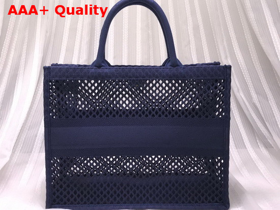 Dior Book Tote Blue Mesh Embroidery Replica