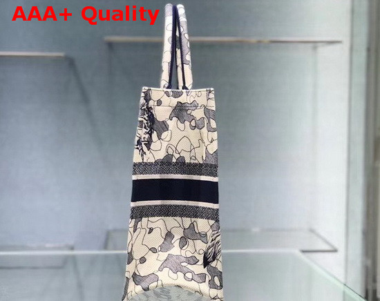Dior Book Tote Blue Multicolor Dior Around the World Embroidery Replica