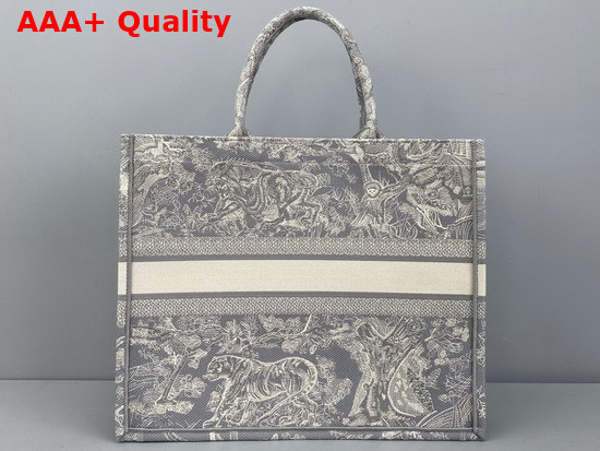 Dior Book Tote Gray Toile de Jouy Embroidery Replica