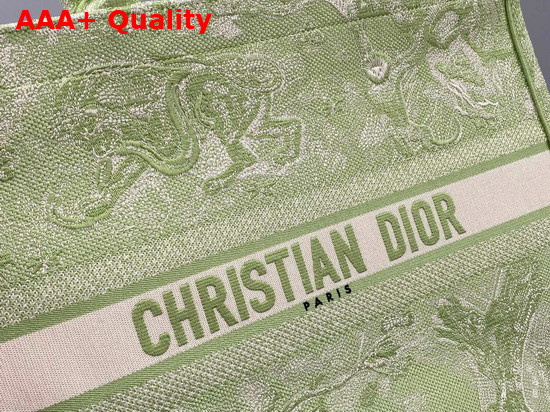 Dior Book Tote Green Toile de Jouy Reverse Embroidery Replica