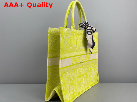 Dior Book Tote Lime Toile de Jouy Reverse Embroidery Replica