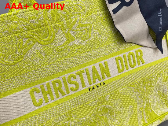 Dior Book Tote Lime Toile de Jouy Reverse Embroidery Replica