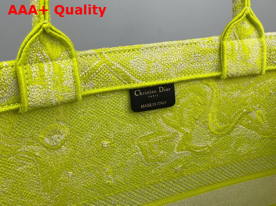 Dior Book Tote Lime Toile de Jouy Reverse Embroidery Replica