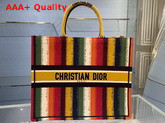 Dior Book Tote Multicolor D Stripes Embroidery Replica