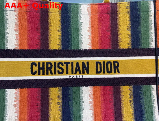 Dior Book Tote Multicolor D Stripes Embroidery Replica