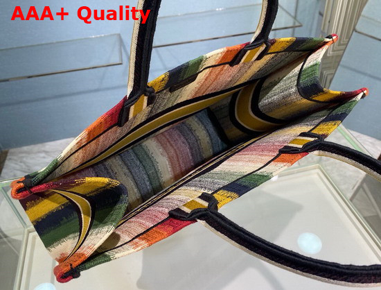 Dior Book Tote Multicolor D Stripes Embroidery Replica