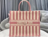 Dior Book Tote Pink Stripes Embroidery Replica