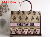 Dior Book Tote in Beige Emboridered Canvas Replica