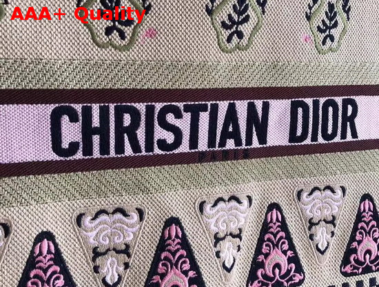 Dior Book Tote in Beige Emboridered Canvas Replica