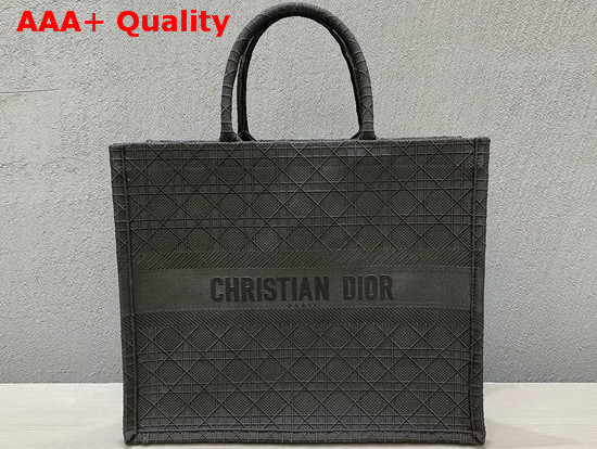 Dior Book Tote in Black Cannage Embroidery Replica