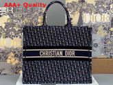 Dior Book Tote in Blue Dior Oblique Embroidered Velvet Replica