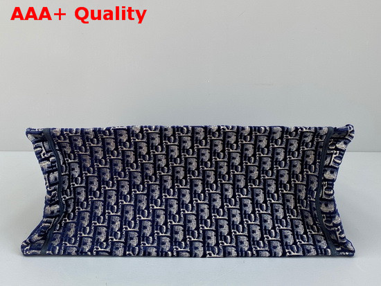 Dior Book Tote in Blue Dior Oblique Embroidered Velvet Replica