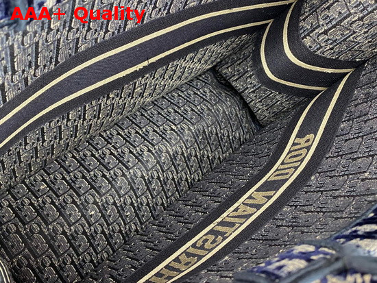 Dior Book Tote in Blue Dior Oblique Embroidered Velvet Replica