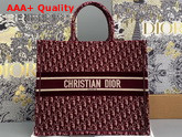 Dior Book Tote in Burgundy Dior Oblique Embroidered Velvet Replica
