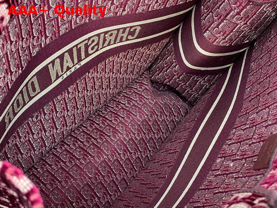 Dior Book Tote in Burgundy Dior Oblique Embroidered Velvet Replica