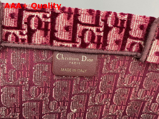 Dior Book Tote in Burgundy Dior Oblique Embroidered Velvet Replica