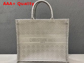 Dior Book Tote in Gray Cannage Embroidery Replica