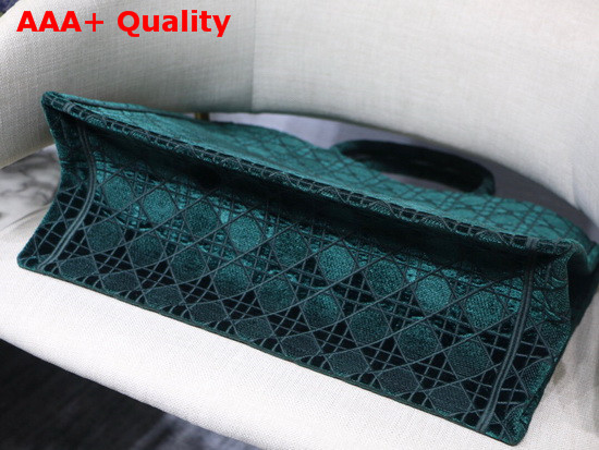 Dior Book Tote in Green Cannage Embroidered Velvet Replica