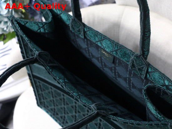 Dior Book Tote in Green Cannage Embroidered Velvet Replica