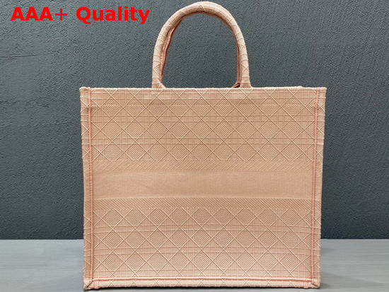 Dior Book Tote in Pink Cannage Embroidery Replica