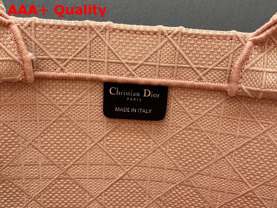 Dior Book Tote in Pink Cannage Embroidery Replica