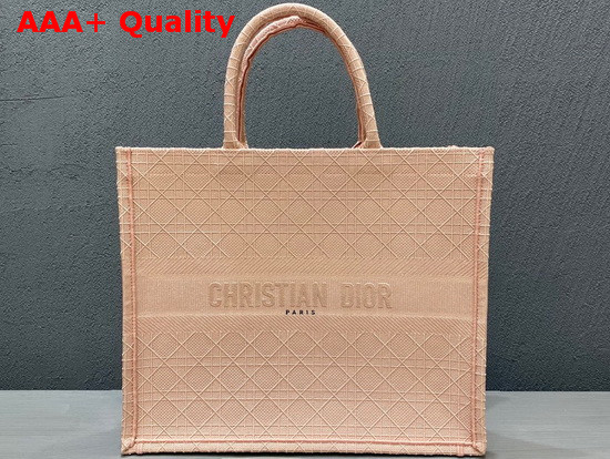 Dior Book Tote in Pink Cannage Embroidery Replica