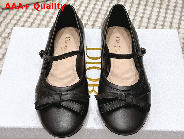 Dior Bow Ballet Flat in Black Lambskin Replica