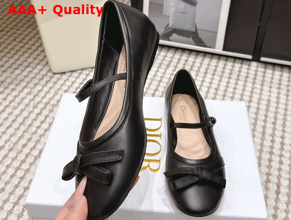 Dior Bow Ballet Flat in Black Lambskin Replica