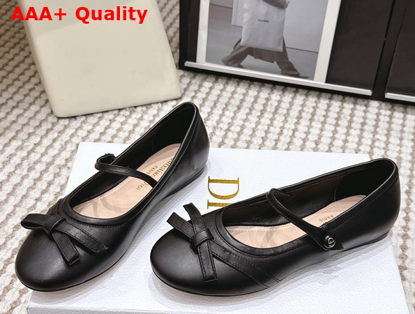Dior Bow Ballet Flat in Black Lambskin Replica