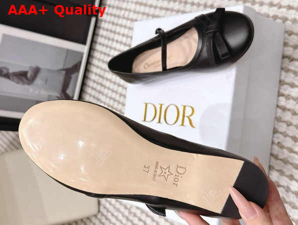 Dior Bow Ballet Flat in Black Lambskin Replica