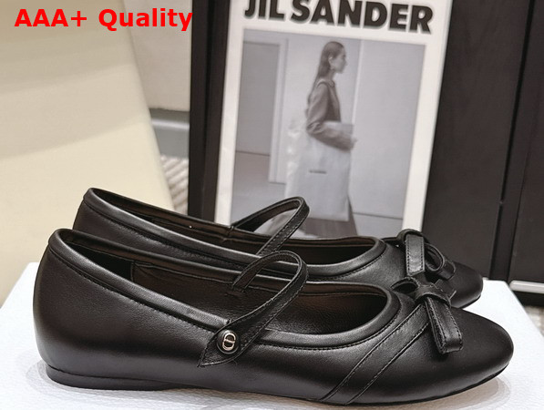 Dior Bow Ballet Flat in Black Lambskin Replica