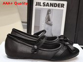 Dior Bow Ballet Flat in Black Satin Replica