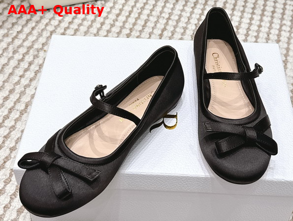Dior Bow Ballet Flat in Black Satin Replica